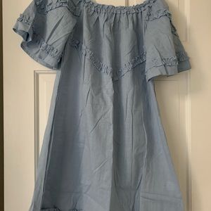 Small (never been worn) light blue off the shoulder dress